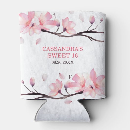 Moderne Blush Roze Kersenbloesem Sakura Verjaardag Blikjeskoeler (Achterkant)