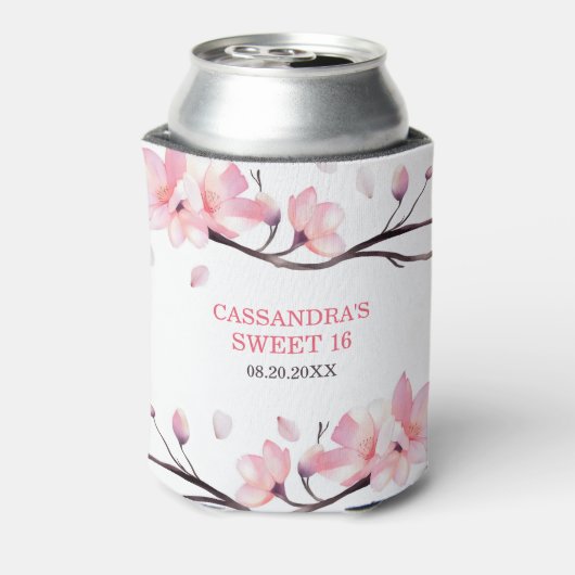 Moderne Blush Roze Kersenbloesem Sakura Verjaardag Blikjeskoeler (Blikje Achterkant)