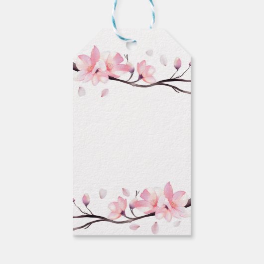 Moderne Blush Roze Kersenbloesem Sakura Verjaardag Cadeaulabel (Achterkant)