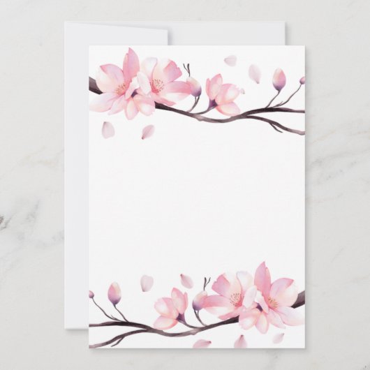 Moderne Blush Roze Kersenbloesem Sakura Verjaardag Kaart (Achterkant)