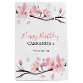 Moderne Blush Roze Kersenbloesem Sakura Verjaardag Medium Cadeauzakje (Voorkant)