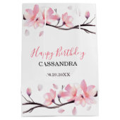 Moderne Blush Roze Kersenbloesem Sakura Verjaardag Medium Cadeauzakje (Achterkant)