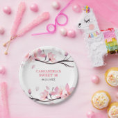 Moderne Blush Roze Kersenbloesem Sakura Verjaardag Papieren Bordje (Feest)