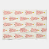 Moderne Blush roze kerstboom op feestdag Theedoek (Horizontaal)