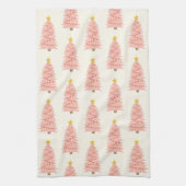 Moderne Blush roze kerstboom op feestdag Theedoek (Verticaal)