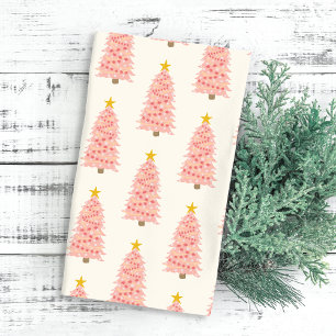 Moderne Blush roze kerstboom op feestdag Theedoek