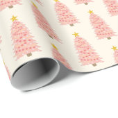 Moderne Blush roze kerstboom op ivoren crème Cadeaupapier (Rol Hoek)