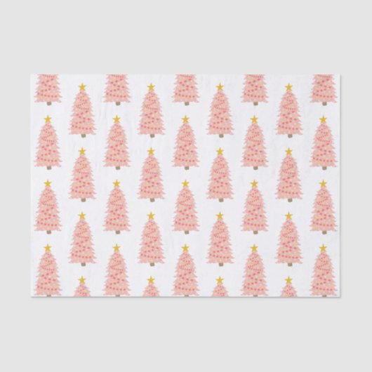 Moderne Blush Roze Kerstboom op Witte Vakantie Tissuepapier (Voorkant)