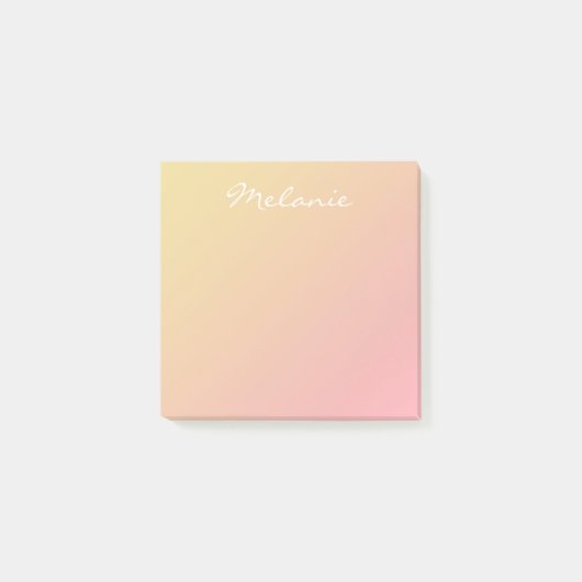 Moderne Blush Roze Koraal Goud Ombre Schrift Post-it® Notes (Voorkant)