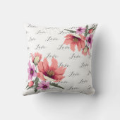 Moderne blush roze lange petel wildflower #3 kussen (Achterkant)