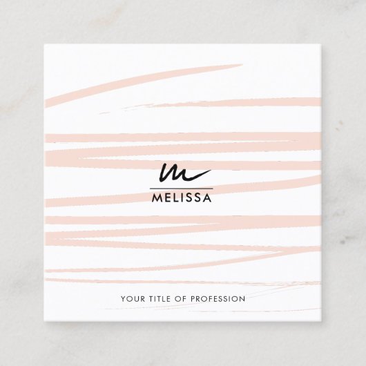Moderne Blush Roze Lijnen Abstracte Kunst QR Code Vierkante Visitekaartje (Voorkant)