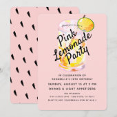 Moderne Blush Roze Limonade Party Uitnodiging (Voorkant / Achterkant)