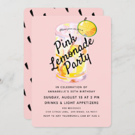 Moderne Blush Roze Limonade Party Uitnodiging
