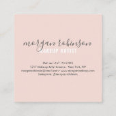 Moderne blush roze make-up artist handtekening fot vierkante visitekaartje (Achterkant)