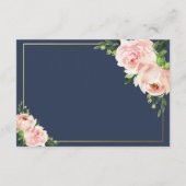 Moderne Blush Roze Marine Bloemen Bruiloft Recepti Informatiekaartje (Achterkant)