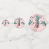 Moderne Blush Roze Marmer Tropische Ananas Chic Confetti (Achterkanten)