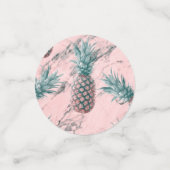 Moderne Blush Roze Marmer Tropische Ananas Chic Confetti (Kleine voorkant)