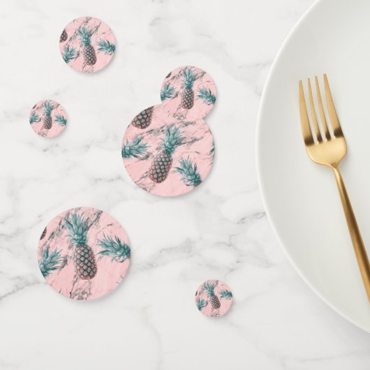 Moderne Blush Roze Marmer Tropische Ananas Chic Confetti (Groep)