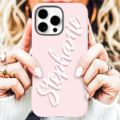 Moderne Blush Roze Minimaal Script Naam Case-Mate iPhone Case