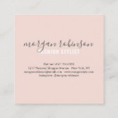 Moderne blush roze mode stylist handtekening foto vierkante visitekaartje (Achterkant)