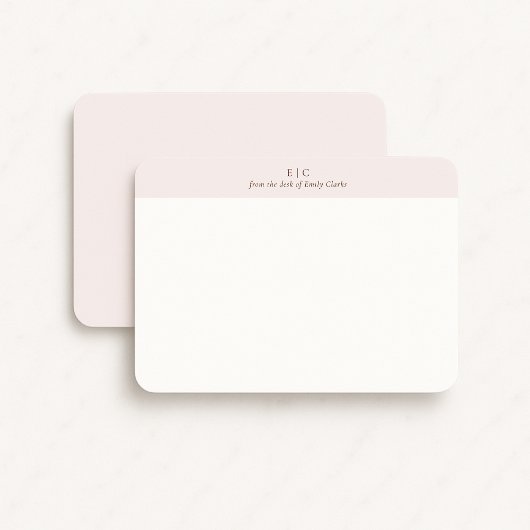 Moderne blush roze monogram briefpapier kaart