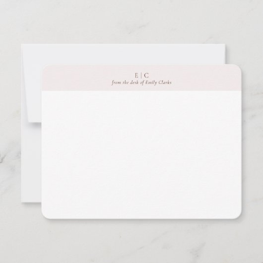 Moderne blush roze monogram briefpapier kaart (Voorkant)