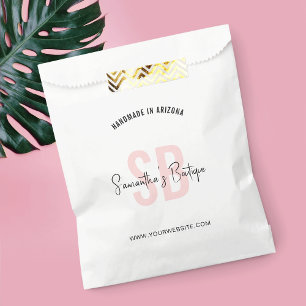Moderne Blush Roze Monogram Logo gemerkte papieren Bedankzakje