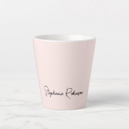 Moderne Blush Roze Monogram Naam Typografie Latte Mok