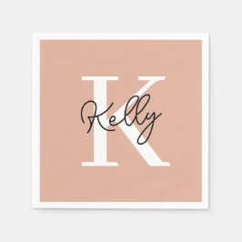Moderne Blush Roze Monogram Schrift Servet