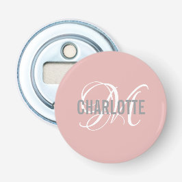 Moderne Blush Roze Monogrammed Button Bottle Opene Flesopener