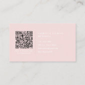 Moderne Blush Roze Nagel Tech QR Code Visitekaartje (Achterkant)