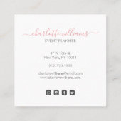 Moderne Blush Roze Ombre White Strips Handtekening Vierkante Visitekaartje (Achterkant)