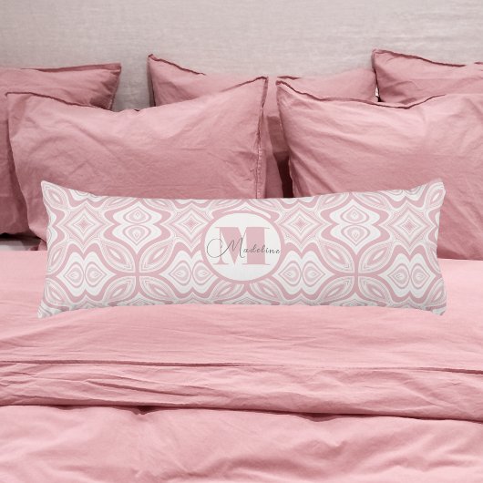 Moderne Blush roze patroon met Initiaal Lichaamskussen