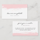 Moderne blush roze penseelstreek wit minimalist visitekaartje (Voorkant / Achterkant)