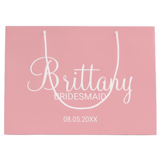 Moderne Blush roze persoonlijke videodesmaïden Groot Cadeauzakje (Voorkant)