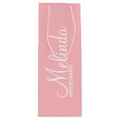 Moderne Blush roze persoonlijke videodesmaïden Wijn Cadeautas (Voorkant)