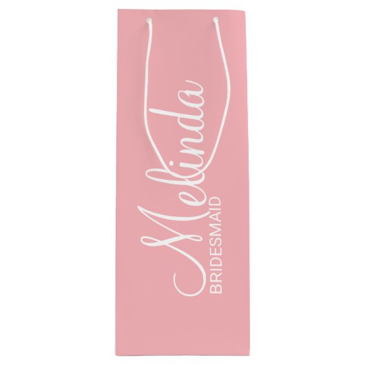 Moderne Blush roze persoonlijke videodesmaïden Wijn Cadeautas (Voorkant)