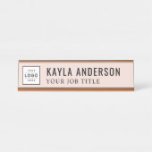 Moderne Blush Roze persoonlijke zakelijke Logo Bureau Naambordje (Voorkant)