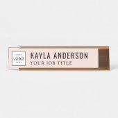 Moderne Blush Roze persoonlijke zakelijke Logo Bureau Naambordje (Voorkant)