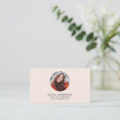 Moderne Blush Roze Professionele Foto QR Code Visitekaartje (Staand voorkant)