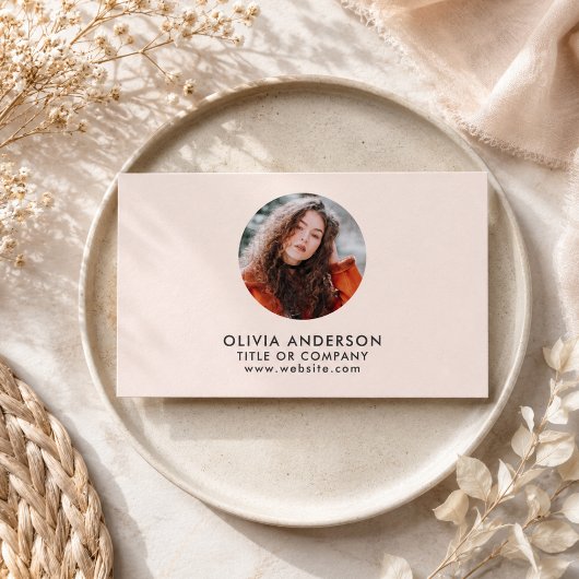 Moderne Blush Roze Professionele Foto QR Code Visitekaartje