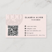 Moderne Blush Roze QR Code Aangepaste Logo Visitekaartje (Achterkant)