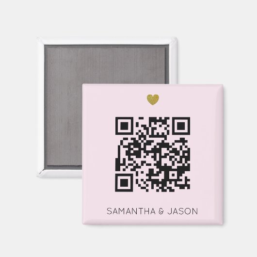 Moderne Blush Roze QR Code Bruiloft uitnodiging Magneet (Voorkant / Achterkant)