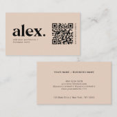 Moderne Blush roze QR Code Logo Visitekaartje (Voorkant / Achterkant)