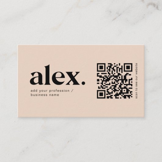 Moderne Blush roze QR Code Logo Visitekaartje (Voorkant)