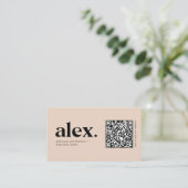 Moderne Blush Roze QR Code Logo Visitekaartje (Staand voorkant)