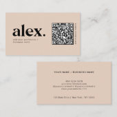 Moderne Blush Roze QR Code Logo Visitekaartje (Voorkant / Achterkant)