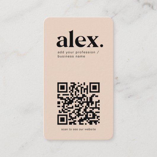 Moderne Blush roze QR Code Logo Visitekaartje (Voorkant)