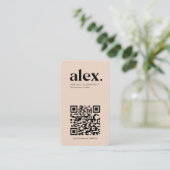 Moderne Blush roze QR Code Logo Visitekaartje (Staand voorkant)
