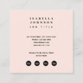 Moderne Blush Roze QR Code Social Media Iconen Vierkante Visitekaartje (Achterkant)